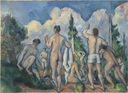 „Baigneurs“ von Cézanne (ca. 1890) in der Fondation Beyeler – impressionistisches Gemälde mit Badenden, Kunst-Ausstellung 2024