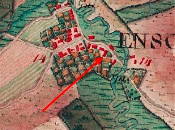 1776: Auf Graf Joseph von Ferraris’ Karte von Luxemburg ist der Hof in Enscheringen bereits verzeichnet
