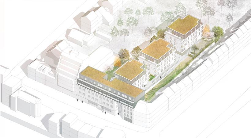 2024 sollen die vier Wohnblöcke mit insgesamt 73 Wohneinheiten bezugsbereit sein
