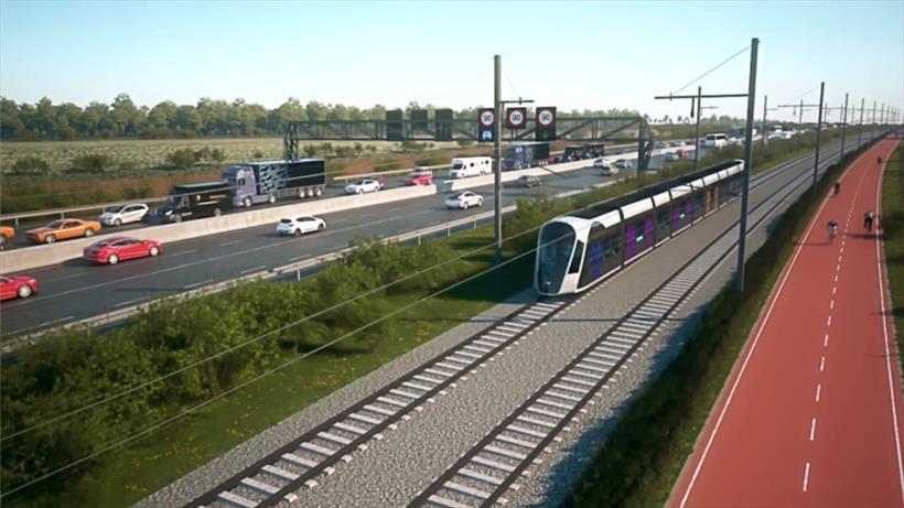 A4 mit Bahntrasse und „Radautobahn“