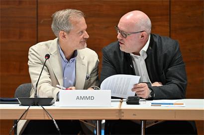 AMMD-Präsident Chris Roller und AMMD-Vizepräsident Carlo Ahlborn bei der Quadripartite in Düdelingen Anfang Mai