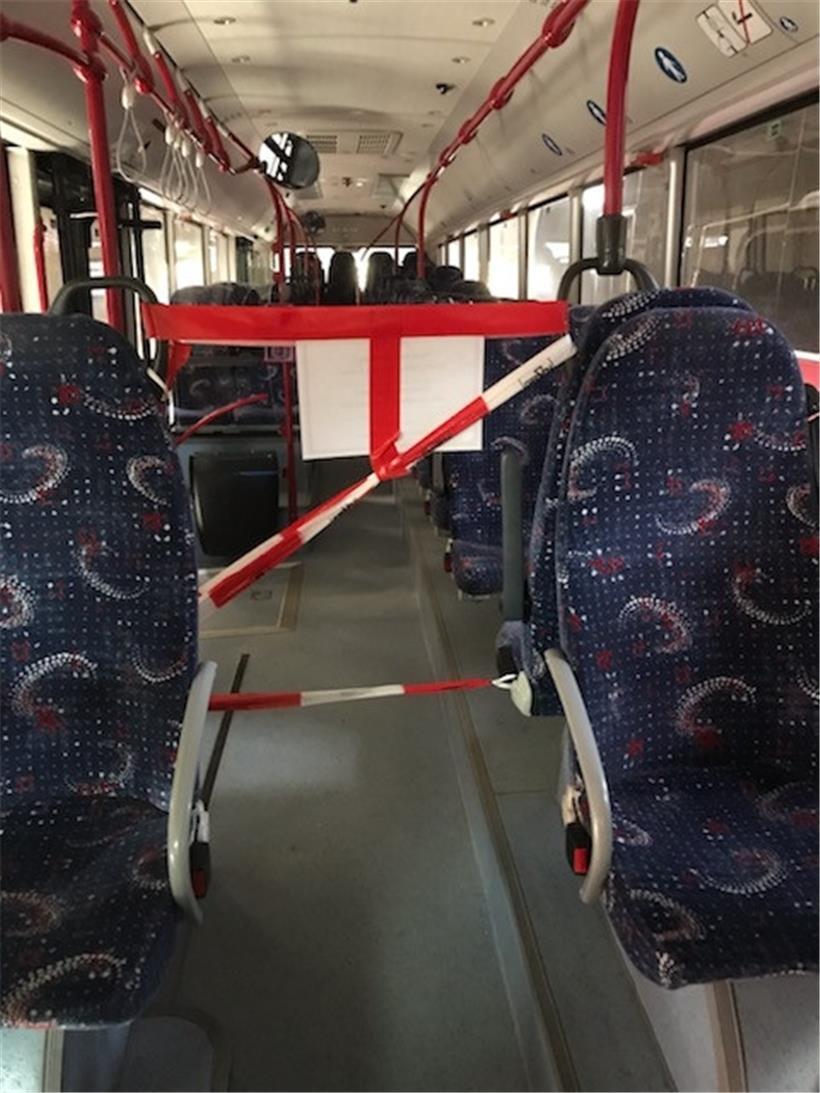 Absperrung in einem Bus der CFL
