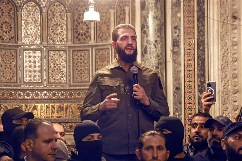 Abu Mohammed al-Dscholani spricht in der Umayyaden-Moschee
