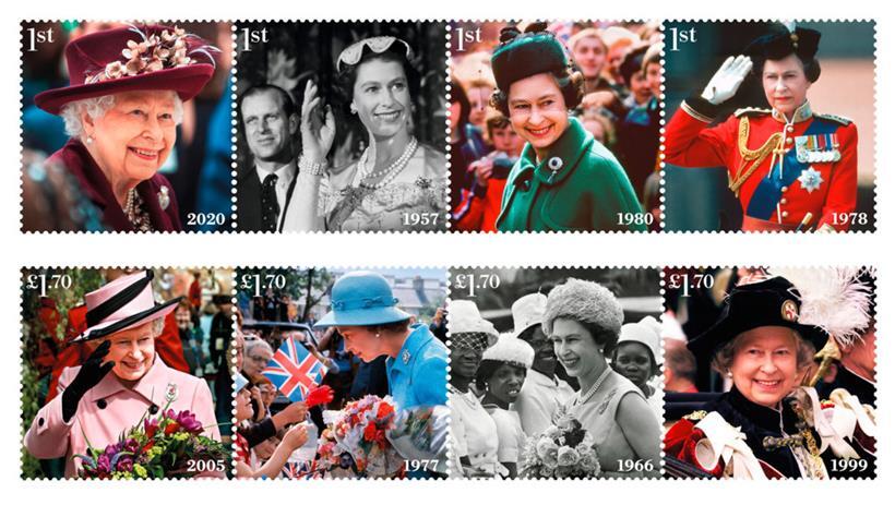 Acht neue Briefmarken wurden anlässlich des Platin-Jubiläums der Monarchin herausgegeben 
