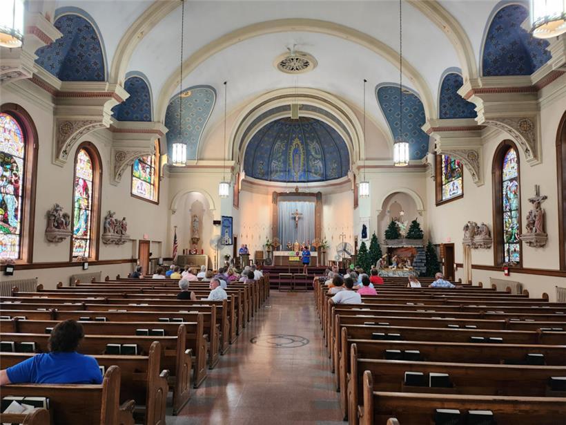 After Mass Kevin Wester introduced guests to the history of the magnificent clergical building

