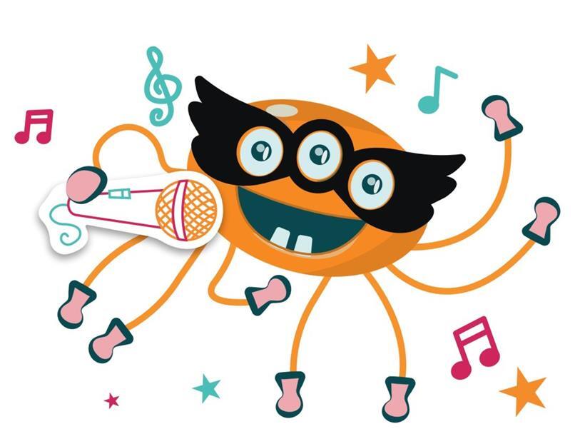 Zeppi als bunter Clown mit roter Nase und farbenfroher Kostümierung verkleidet, Karnevalskostüm Idee