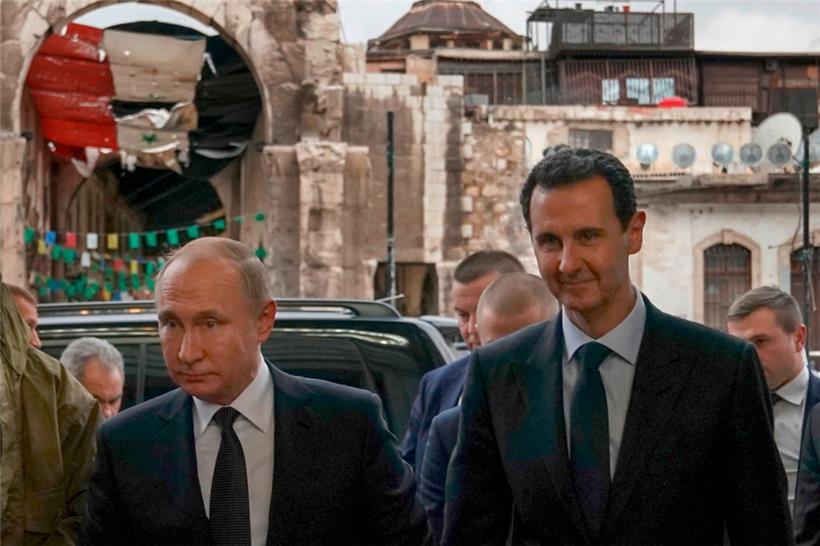 Am 7. Januar 2020 führte der syrische Diktator Baschar al-Assad (r.) seinen Gast Wladimir Putin in Damaskus herum
