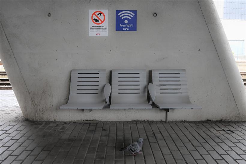 Am Bahnhof in Belval ist das Füttern von Tauben verboten
