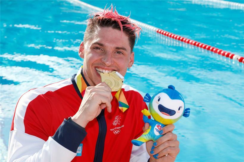 Am Freitag durfte Julien Henx in seine 21. Goldmedaille bei den Spielen der kleinen Staaten reinbeißen
