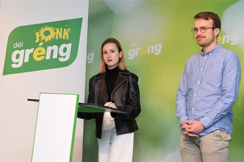 Amy Winandy (links) und Fabricio Costa, Sprecher:innen von „déi jonk gréng“
