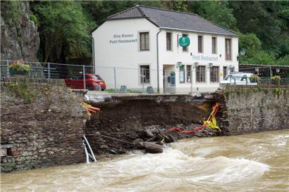 Andauernder Starkregen sorgte im Juli 2021 entlang von Bächen und Flüssen für großen Schaden – unter anderem im Norden des Landes in Vianden
