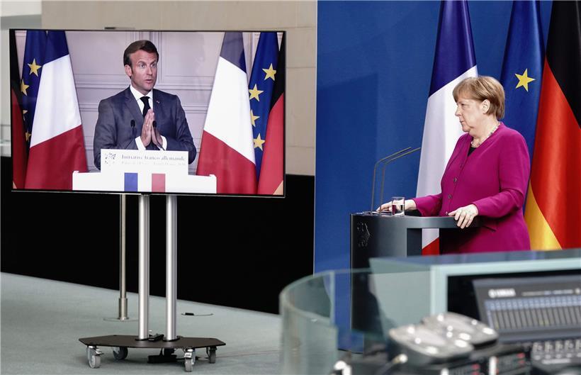 Angela Merkel und Emmanuel Macron legten am Montag überraschenderweise einen eigenen Wiederaufbauplan in Höhe von 500 Milliarden Euro vor
