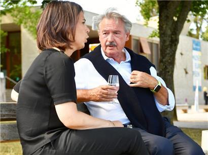 Annalena Baerbock und Jean Asselborn während ihres Gesprächs in Schengen
