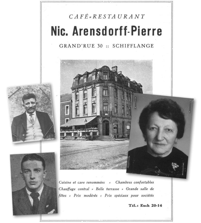 Anne, Nic. und Raymond Arensdorff vor ihrem Café in der Grand-Rue 30
