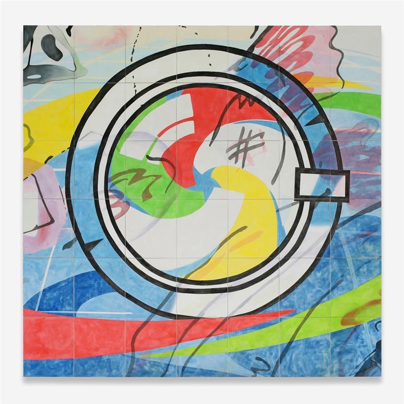 Aquarell, 1996 – acrylic and pencil on cotton – 980 x 960 cm © Michel Majerus Estate, 2023. Courtesy Private Collection
