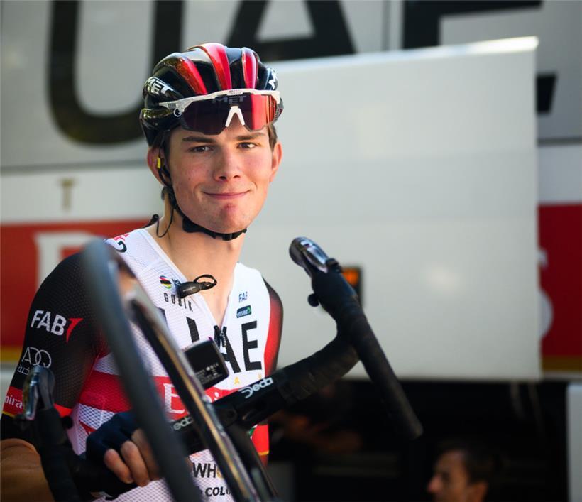 Arthur Kluckers war bei der Tour de l’Ain erstmals im Trikot vom UAE Team Emirates unterwegs
