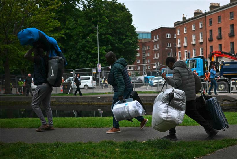 Asylbewerber, die am Grand Canal in Dublin campieren, am 21. Mai. Sie flüchteten...