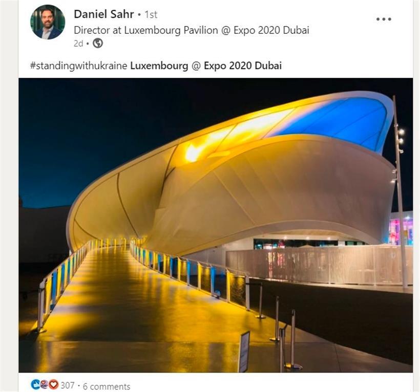 Auch auf der Weltausstellung in Dubai zeigt Luxemburg seine Solidarität mit der Ukraine
