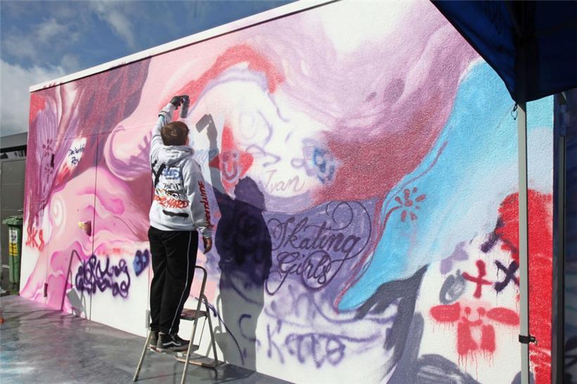 Auch die Graffiti-Kunst war als Teil der „Urban Culture“ beim Event „Sk8ing Girls“ vertreten
