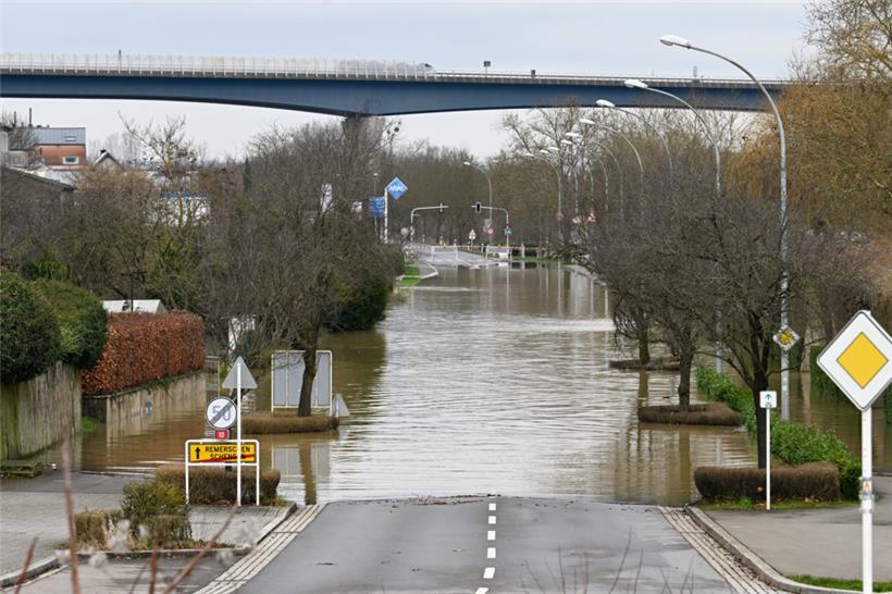 Auch in Schengen sind einige Straßen wegen des Hochwassers nicht befahrbar