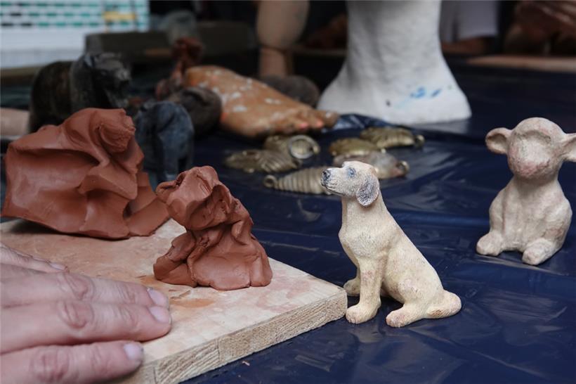 Auf den Hund gekommen – oder zumindest annähernd: Eine Besucherin versuchte sich...