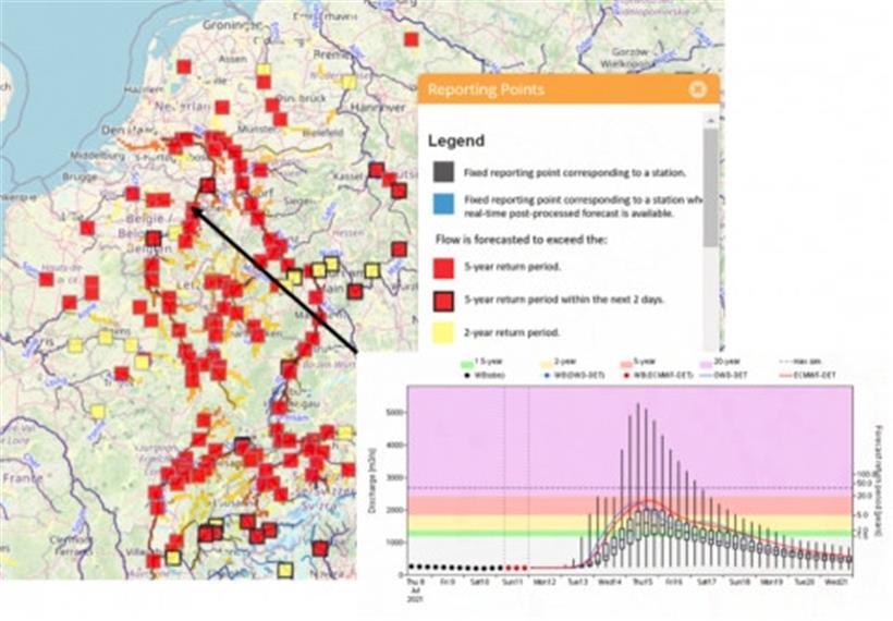 Ausschnitt aus einer Meldung, die das Frühwarnsystem EFAS bereits am Montag, 12. Juli, verteilt hat.
