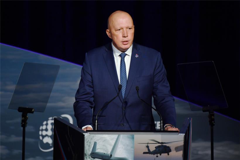 Australiens Verteidigungsminister Peter Dutton spricht im März auf der Luft- und Raumfahrtkonferenz der Royal Australian Air Force im Canberra Convention Centre
