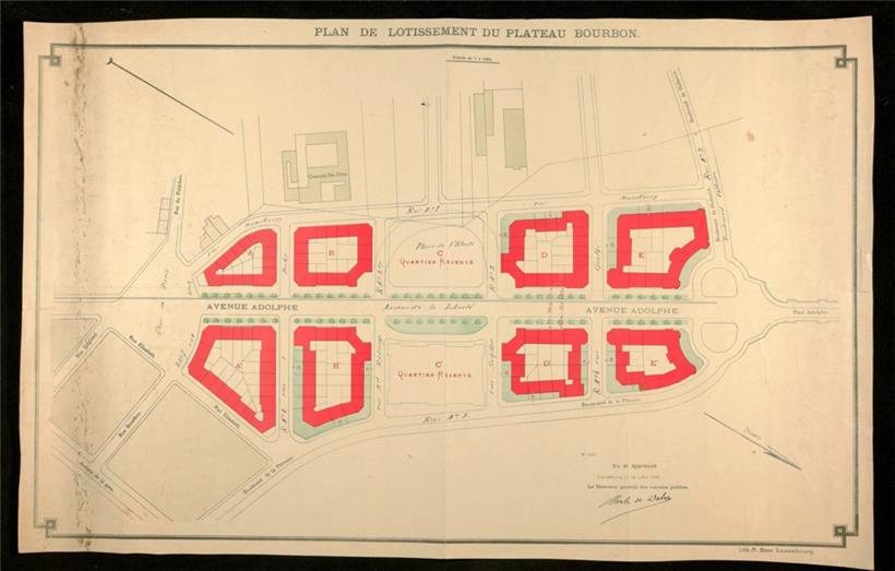 Bebauungsplan von 1906 mit der place de l‘Etoile, AVL LU PIV/2B-Plans
