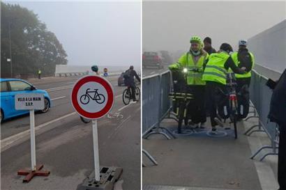 Beengte Verhältnisse: Radler müssen an der Roten Brücke in Luxemburg-Stadt derzeit absteigen
