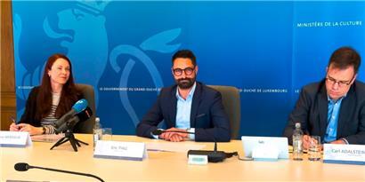 Bei der Präsentation der Studienergebnisse „La vie culturelle au Luxembourg“: (v.l.n.r.) Laurence Brasseur, „Chargée de mission“ Kulturministerium; Eric Thill, Kulturminister; Carl Adalsteinsson, erster Regierungsberater des Kulturministeriums
