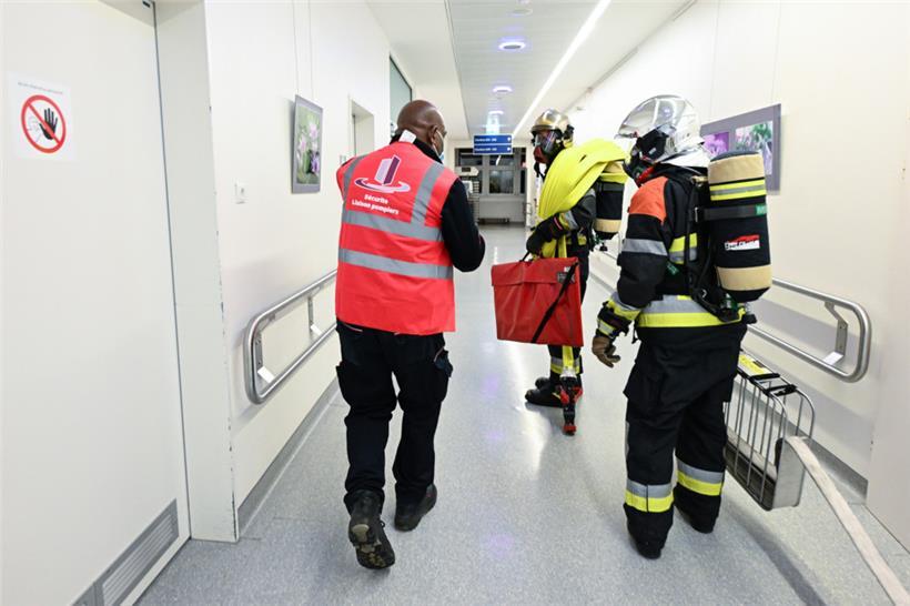 Bei der Übung einer Evakuierung des CHEM in Düdelingen.