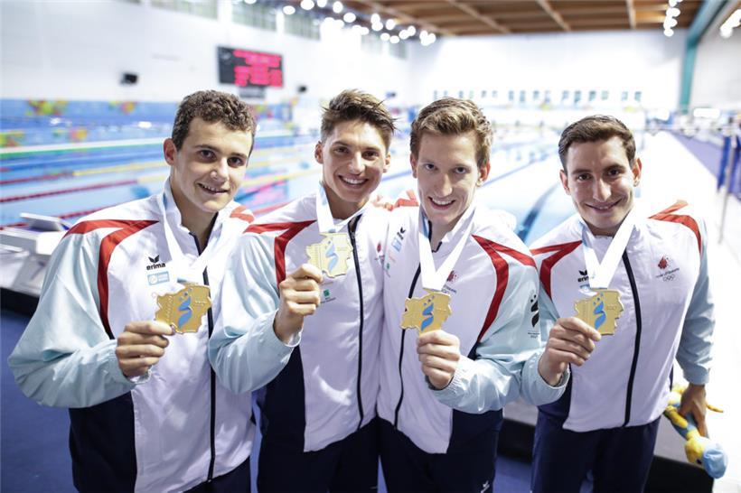 Bei seinen letzten JPEE in San Marino gewann Laurent Carnol (3.v.l.) noch gemeinsam mit Julien Henx Gold
