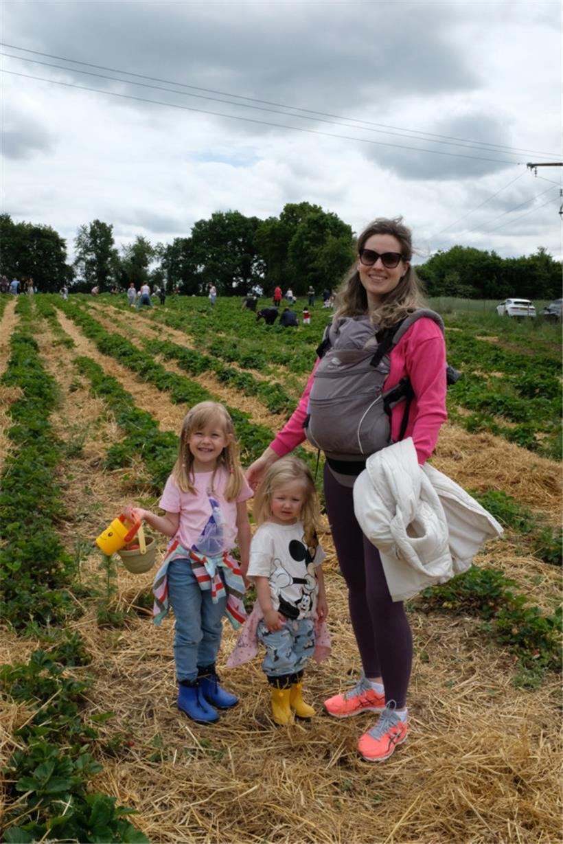 Beim Pflücken vernaschen Petras Töchter auch die eine oder andere Erdbeere
