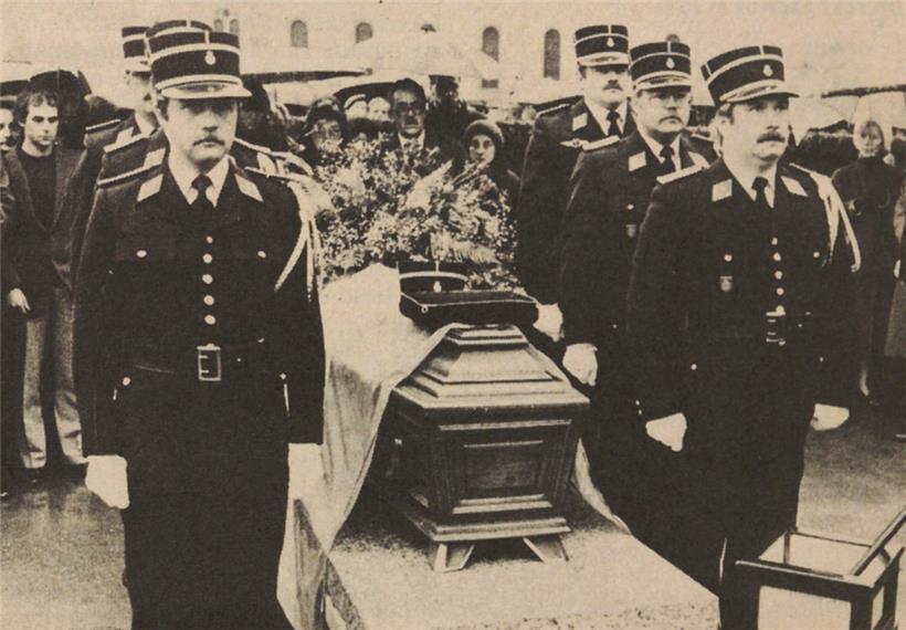 Beim Überfall auf die BIL kam erstmals ein Polizist ums Leben, der junge Polizeibeamte Patrice Conrardy wurde von einer Kugel der Gangster tödlich getroffen
