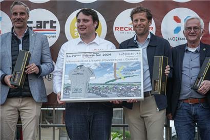 Ben Funck (2.v.l.) hat seine erste Tageblatt Flèche du Sud als Präsident der Vélo-Union Esch hinter sich
