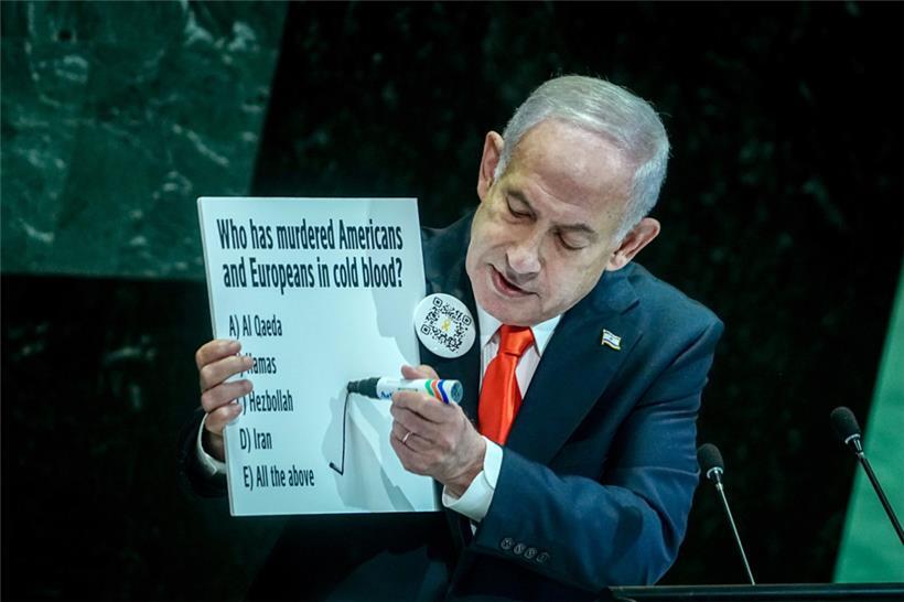 Benjamin Netanjahu, Ministerpräsident von Israel, bei der Generaldebatte der UN-Vollversammlung
