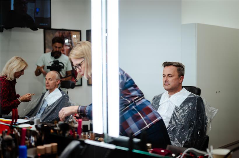 Bereit für die Regierungsbühne: Luc Frieden und Xavier Bettel am Montagabend kurz vor einem gemeinsamen Fernsehauftritt bei RTL
