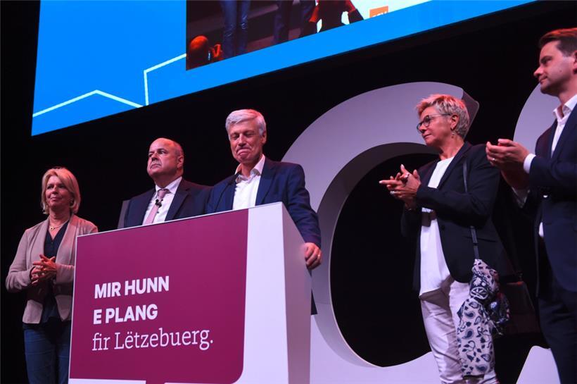 Betretene Mienen: Françoise Hetto-Gaasch, Marc Spautz, Claude Wiseler, Martine Hansen und Laurent Zeimet am Wahlabend in den Rotonden im Oktober 2018
