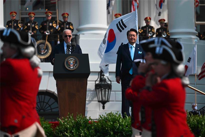 Biden und Yoon haben am Mittwoch Einigkeit demonstriert
