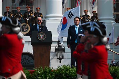 Biden und Yoon haben am Mittwoch Einigkeit demonstriert
