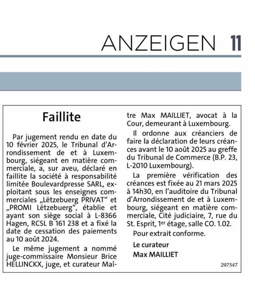 „Lëtzebuerg Privat“ ist insolvent 