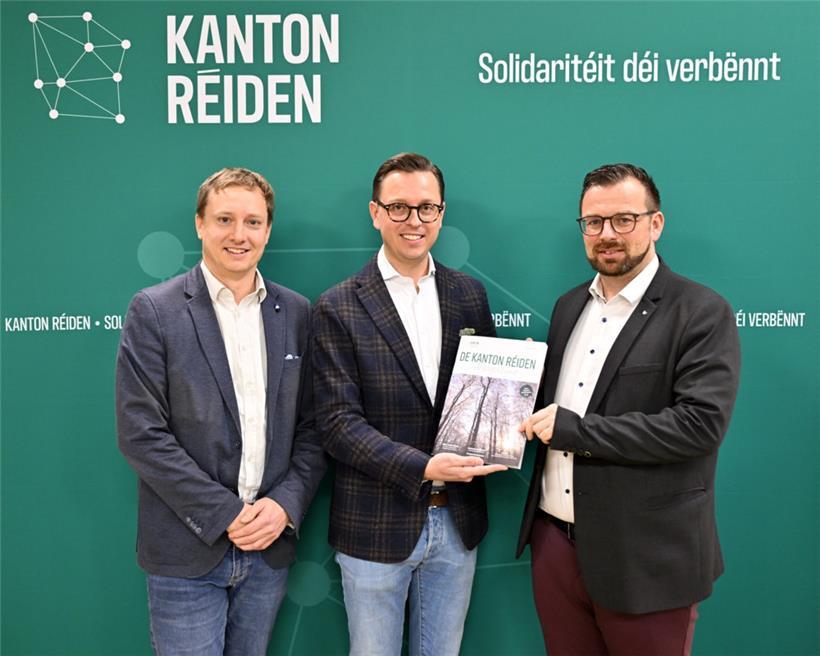 Thierry Lagoda, Präsident des Syndikats Kanton Réiden; Laurent Mathékowitsch, brain&more; Henri Rasqué, Mitglied des Büros Kanton Réiden
