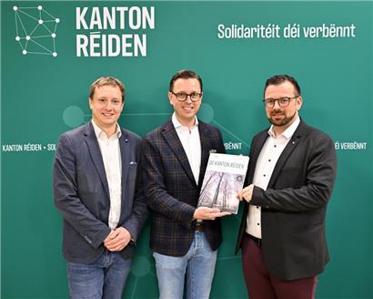 Thierry Lagoda, Präsident des Syndikats Kanton Réiden; Laurent Mathékowitsch, brain&more; Henri Rasqué, Mitglied des Büros Kanton Réiden
