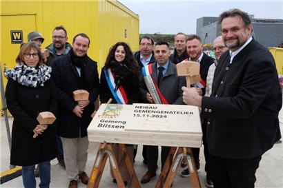 Grundsteinlegung für die neuen Gemeindeateliers in der Gewerbezone „Kleng Bousbierg“