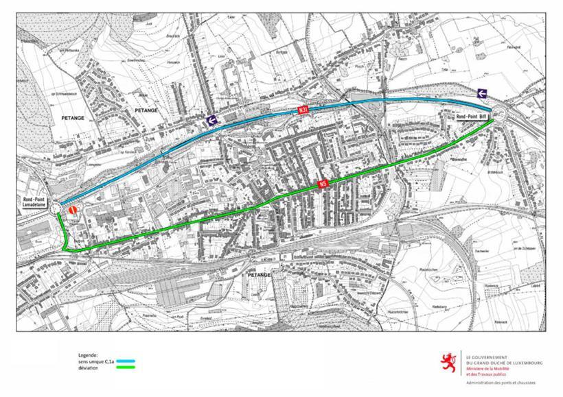 Baustelle: N31 zwischen Bascharage und Lamadelaine gesperrt 