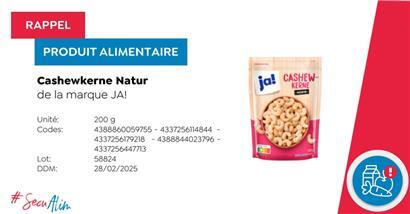 Wegen glasartiger Fremdkörper: Lebensmittelbehörde ruft Cashewkerne der Marke JA! zurück