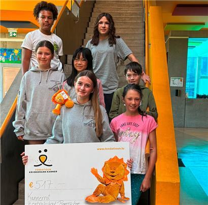 Grundschulkinder spenden 517 Euro an die „Fondatioun Kriibskrank Kanner“