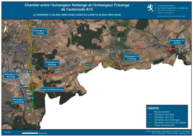 Abgesagt: Die A13 zwischen Frisingen und Bettemburg ist am Wochenende doch nicht gesperrt 