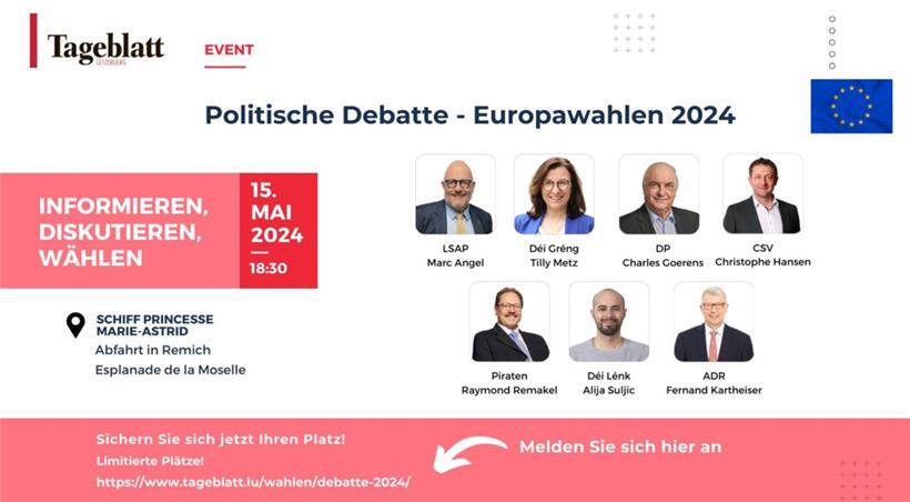 Diskussionsrunde zur EU-Wahl an Bord der „Princesse Marie-Astrid“ am Mittwoch 