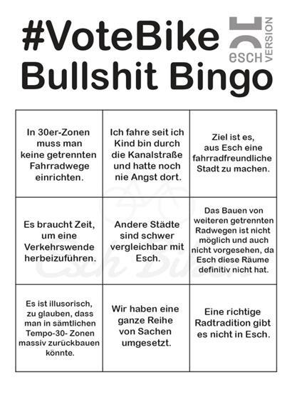 Esch: Radaktivisten präsentieren das Bullshit-Bingo